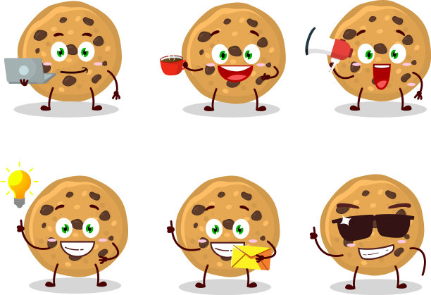 饼干与各种类型的商业表情符号图片下载