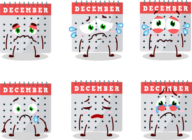 12月日历卡通人物带着悲伤图片下载