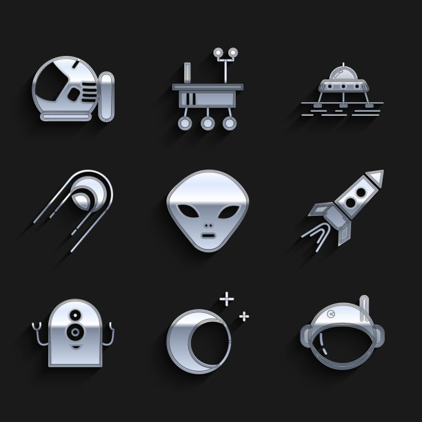 设置外星人的月球和星星宇航员头盔图片下载