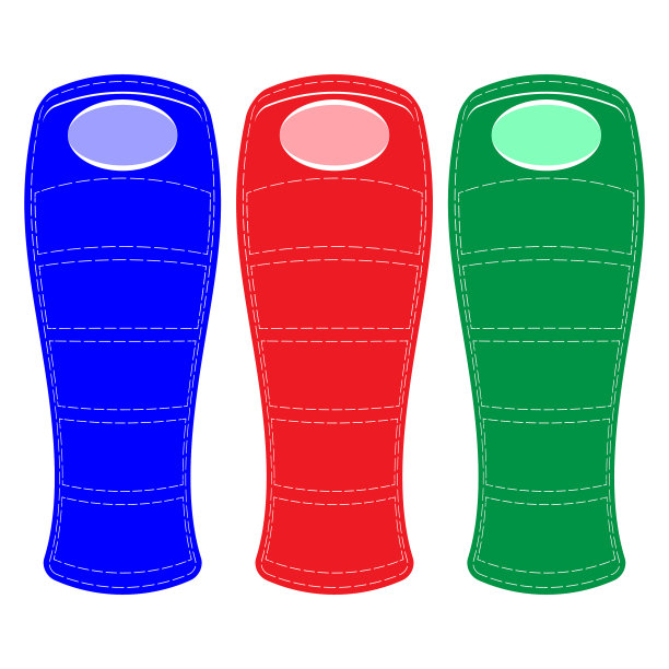 彩色现代睡袋集孤立在白色图片下载