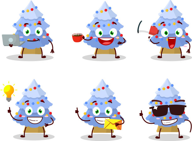 蓝色圣诞树卡通人物图片下载