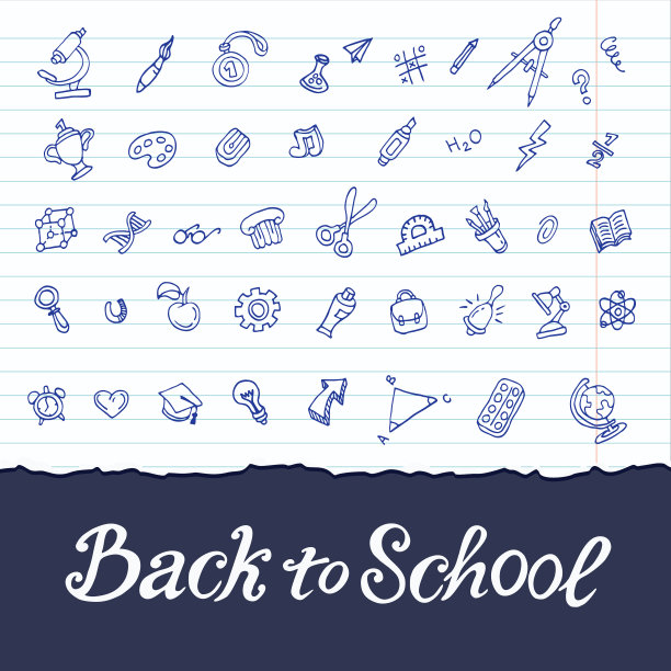 回到学校概念教育涂鸦图标图片下载