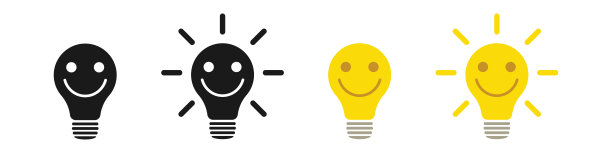 一盏灯，一个微笑，都是幸福的情绪。网页设计。的图标集。图片下载