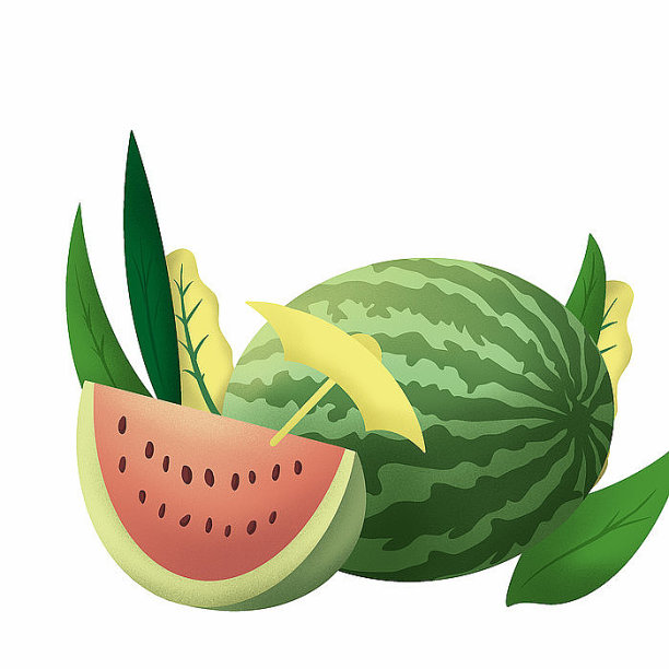 原创元素夏至一个半西瓜图片下载