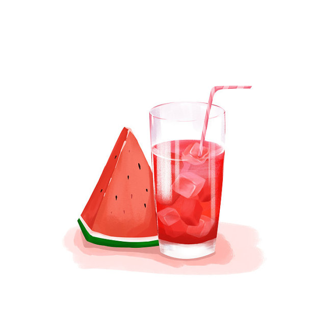 夏至西瓜与西瓜汁图片下载