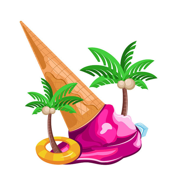 融化冰激凌椰子树图片下载