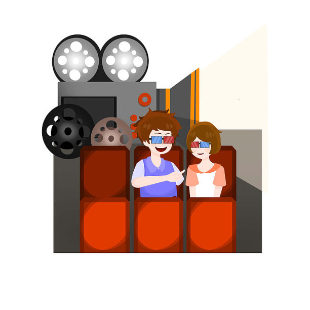 原创看电影的情侣图片下载