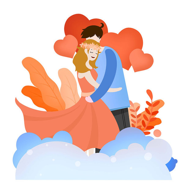 原创七夕拥抱的人插画图片下载