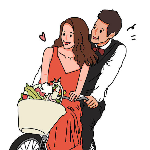 手绘情人节情侣卡通人物图片下载