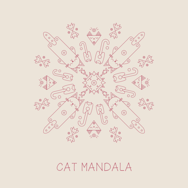 圆的猫点缀图片下载