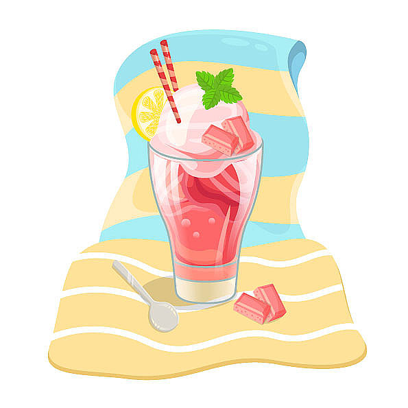 彩色夏日草莓巧克力柠檬冰激凌杯图片下载