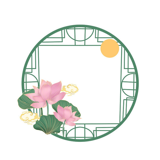 夏季荷花边框元素图片下载