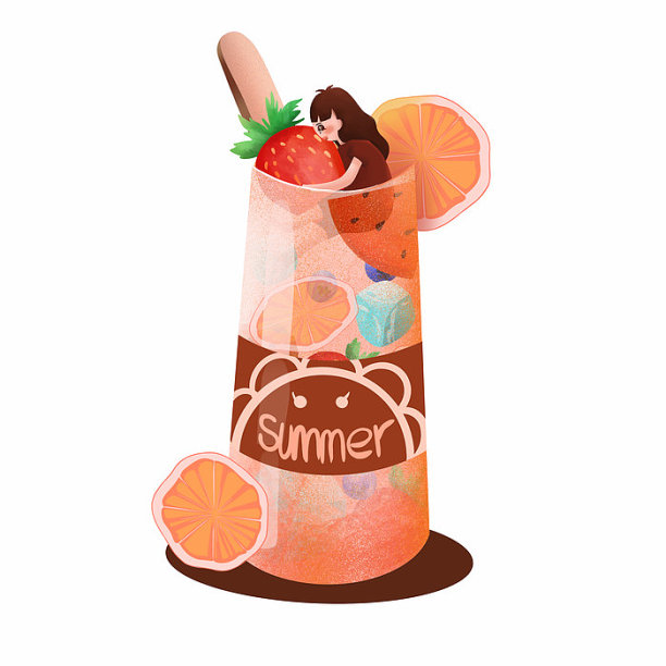 冷饮可爱女孩抱着草莓图片下载