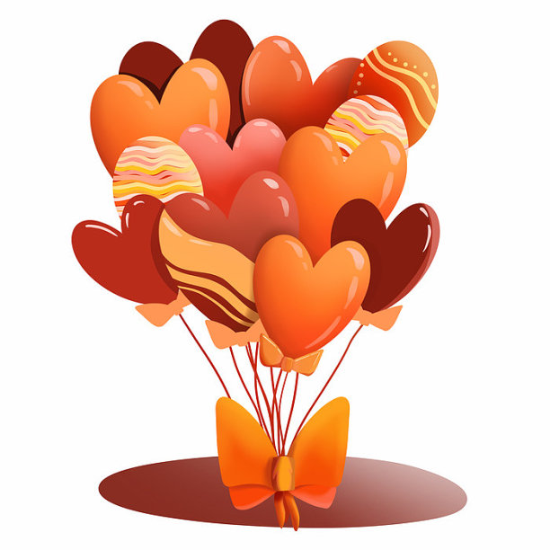 原创元素氢气球连带着礼盒插画图片下载