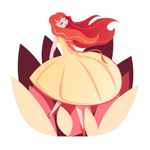 林中跳舞的女孩插画元素图片下载