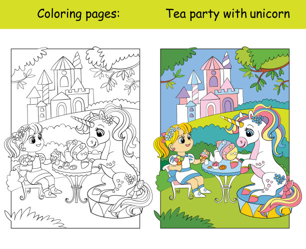 上色和上色独角兽开车图片下载