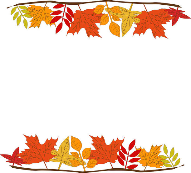 手绘秋天不同的枫叶可做边框ai矢量元素图片下载
