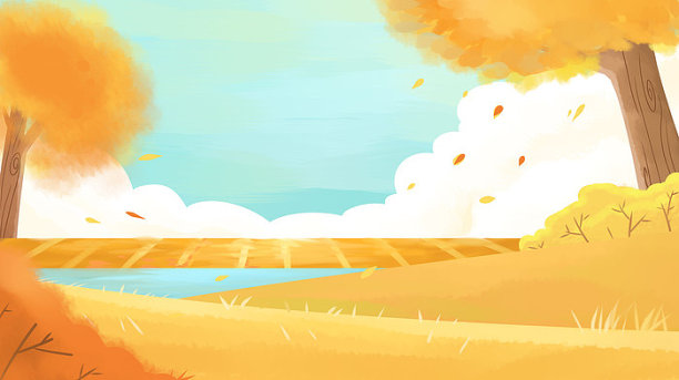 秋天远景背景插画素材图片