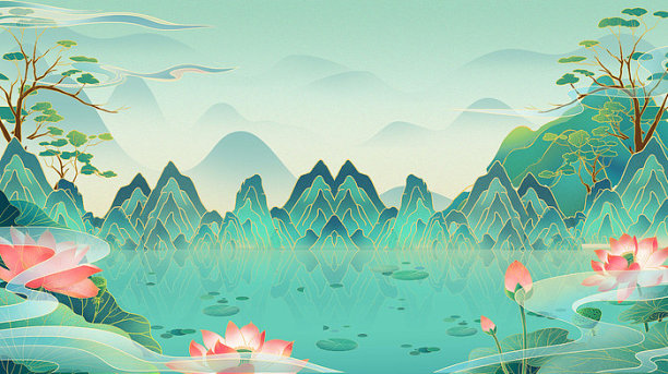 国潮插画背景中国风设计素材图片下载