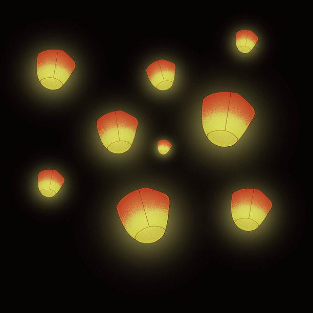 手绘古风灯笼装饰图片下载