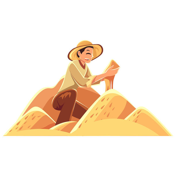 收获粮食的农民插画元素图片下载