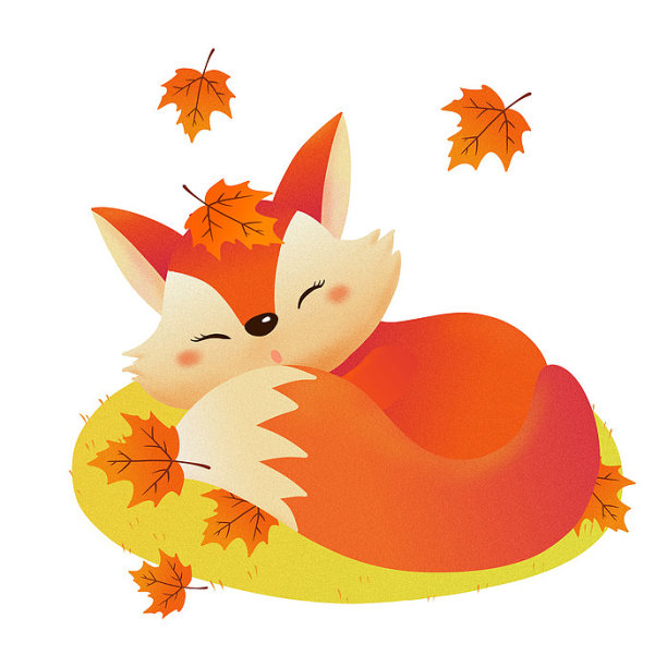秋天可爱的小狐狸素材图片