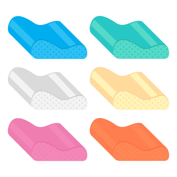 彩色记忆枕集孤立于白色图片下载