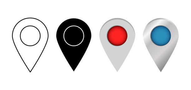 在地图位置上设置一些类型的引脚指针图片下载
