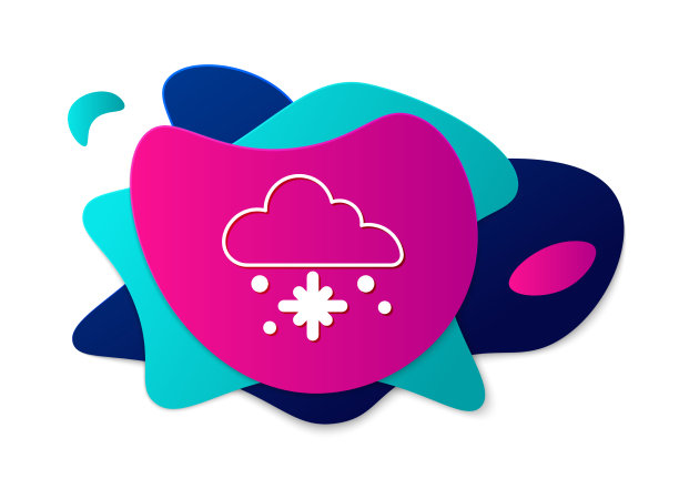 彩色云与雪图标孤立在白色图片下载