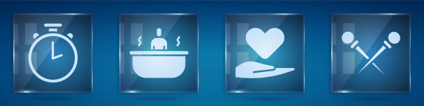 设置秒表浴缸心脏在手和针织图片下载