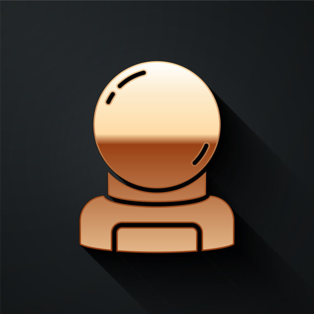 金色宇航员头盔图标孤立在黑色图片下载