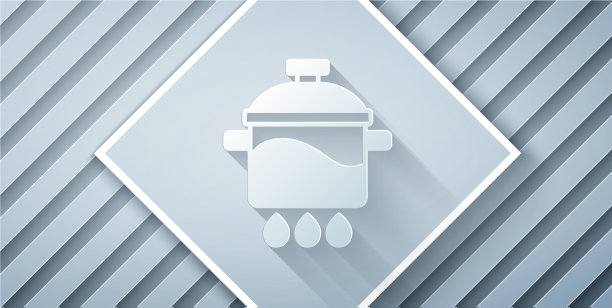 剪纸烹饪锅图标孤立在灰色图片下载