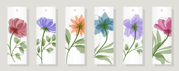 用鲜花书签。书店标签或传单。图片下载