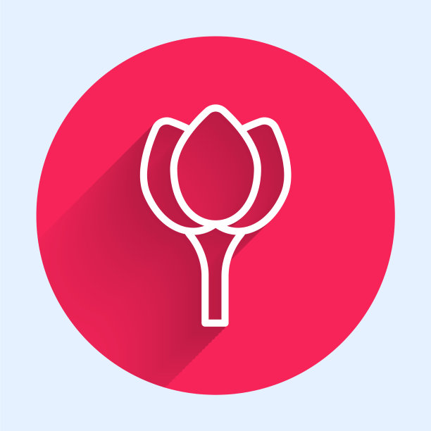 白线花郁金香图标孤立与长图片下载