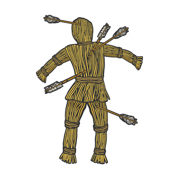 带箭素描的稻草人模型图片下载