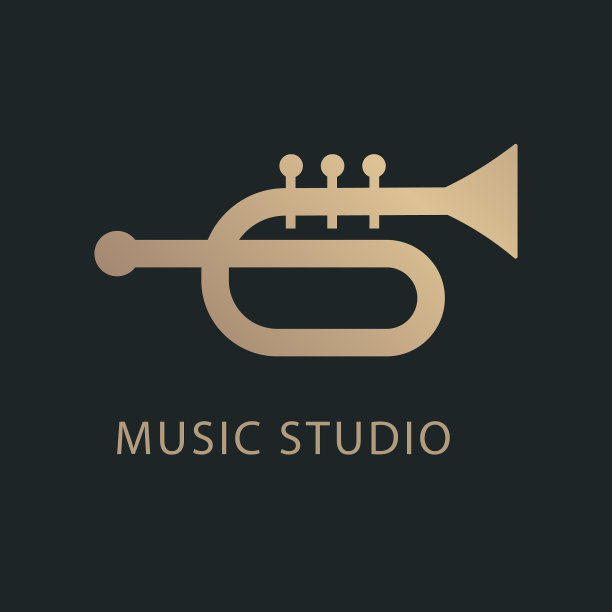 小号扁平音乐标志设计为黑色和金色图片下载