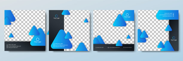 一组可编辑的方形横幅模板。极简的背景颜色与条纹线形状。适合社交媒体发布和网络广告。矢量插图与照片学院图片下载