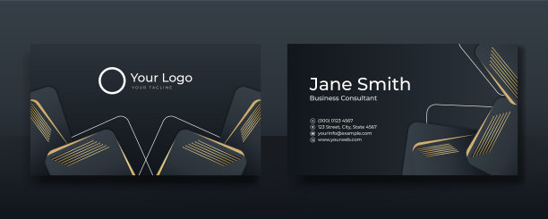 封面小册子模板页眉和页脚多边形图案豪华风格在深蓝色和白色的背景与黄金线。你可以使用信头，海报，横幅网，打印和更多图片下载