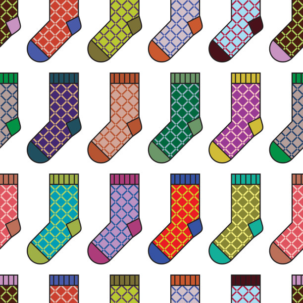 细胞多色袜子无缝模式图片下载