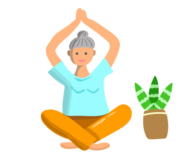 老年妇女为老年人做瑜伽运动图片下载