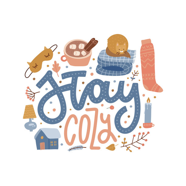 可爱的hygge家居构图在一个卡通风格图片下载