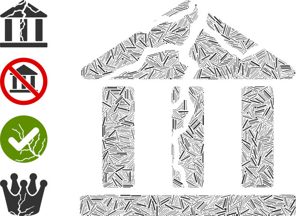 线损坏的银行图标拼贴图片下载