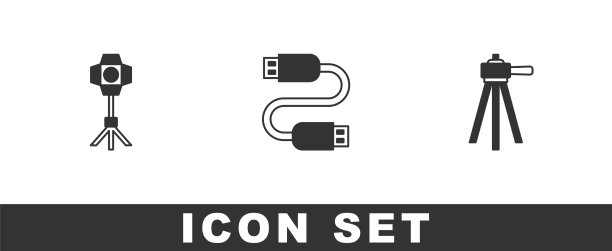 设置软盒灯usb线和三脚架图标图片下载