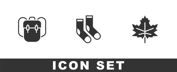 设置学校背包袜子和叶子或叶子图标图片下载