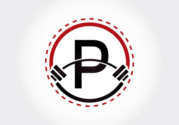 P字母哑铃健身标志图片下载