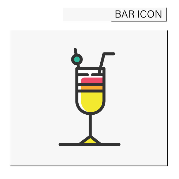 鸡尾酒彩色图标图片下载
