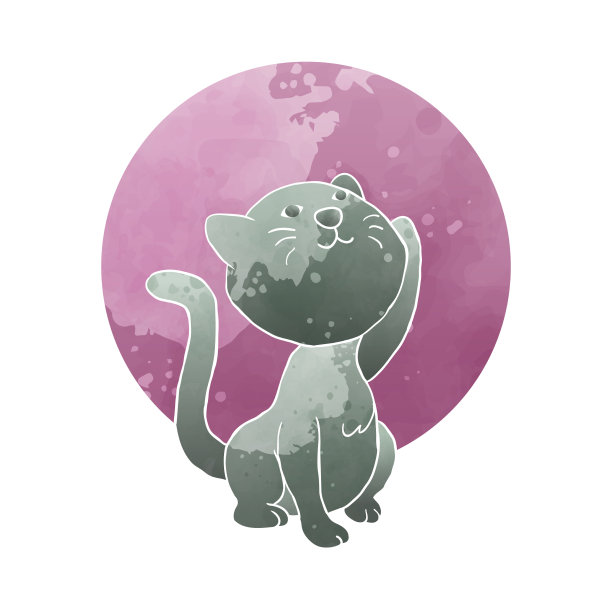 可爱的小猫小猫抬头手月亮艺术图片下载