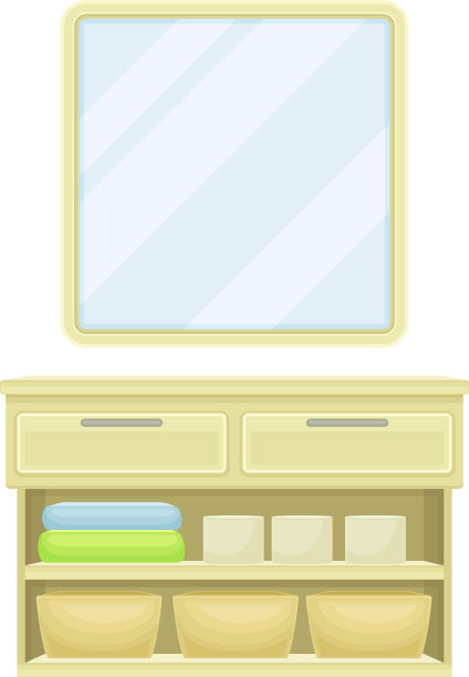 镜子和壁橱与浴室配件图片下载