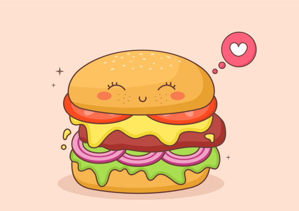 可爱汉堡快餐背景与清爽图片下载