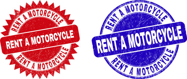 租一辆摩托车用圆形和玫瑰形印章图片下载